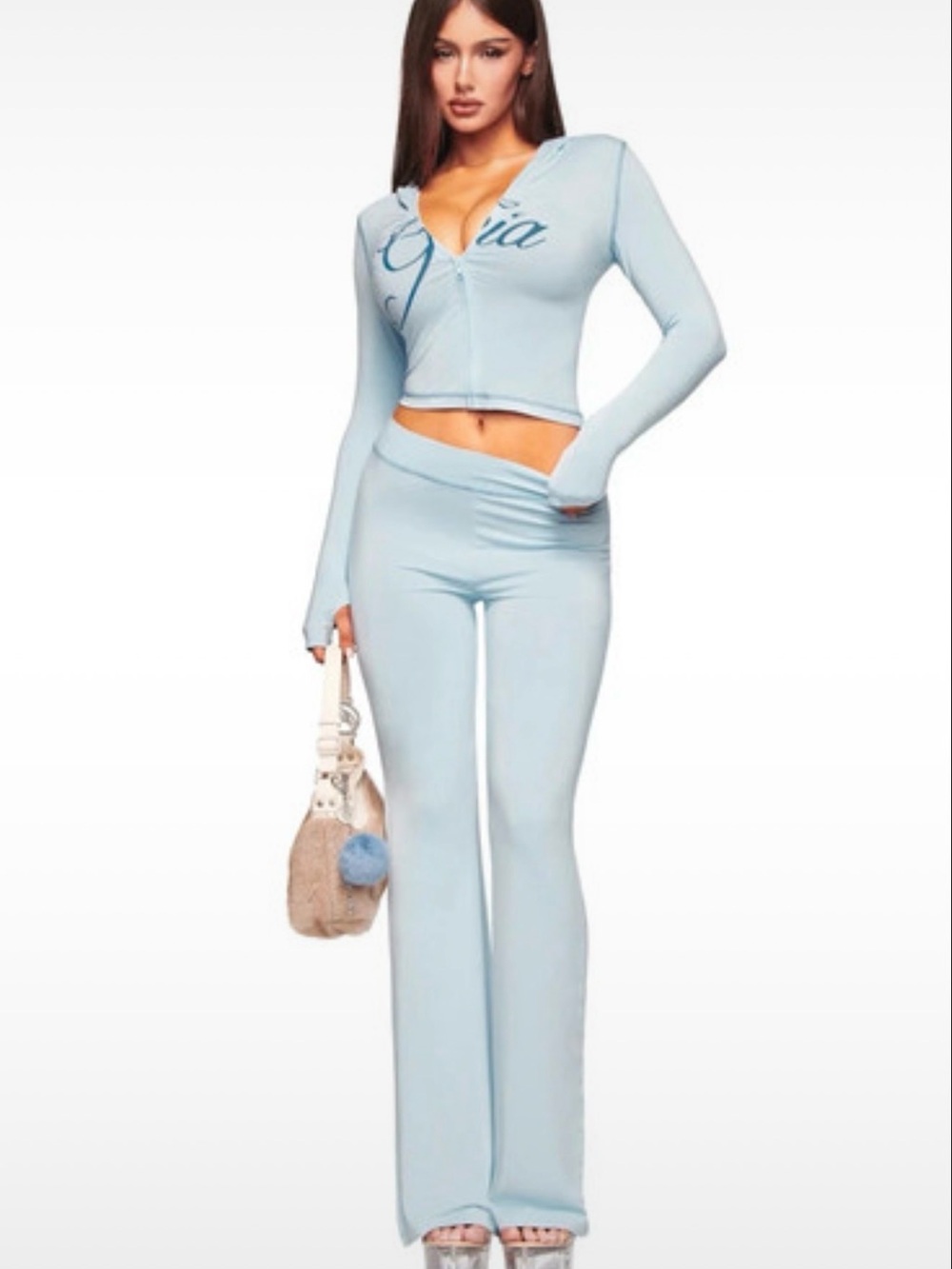 I am Gia Light Blue Women's Flared Lounge Pants by